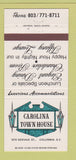 Matchbook Cover - Carolina Town House Columbia SC 30 Strike