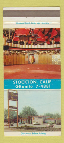 Matchbook Cover - Manor House Stockton CA 30 Strike