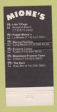 Matchbook Cover - Mione's Newport Beach Long Beach Tustin Colton CA 30 Strike