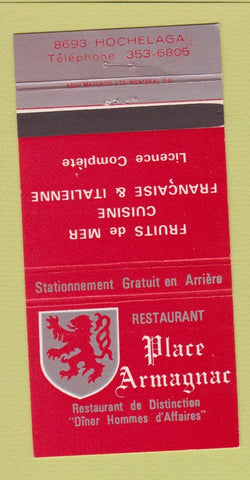 Matchbook Cover - Place Armagnac Restaurant Montreal QC 30 Strike