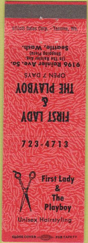 Matchbook Cover - First Lady  and  The Playboy Salon Seattle WA orange