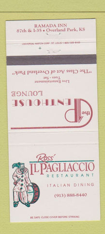 Matchbook Cover - Ross Il Pagliaccio Italian Ramada Overland Park KS 30 Strike