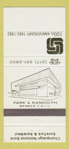 Matchbook Cover - Champaign National Bank IL 1982 30 Strike
