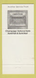 Matchbook Cover - Champaign National Bank IL 1982 30 Strike