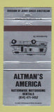 Matchbook Cover - Altman's America RV Rentals 30 Strike