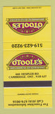 Matchbook Cover - O'Toole's Restaurant Cambridge ON 30 Strike