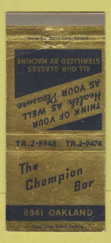 Matchbook Cover - Champion Bar  WEAR 30 Strike