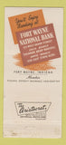 Matchbook Cover - Fort Wayne National Bank IN basketball player 30 Strike