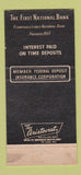 Matchbook Cover - First National Bank Clarksville TN 30 Strike