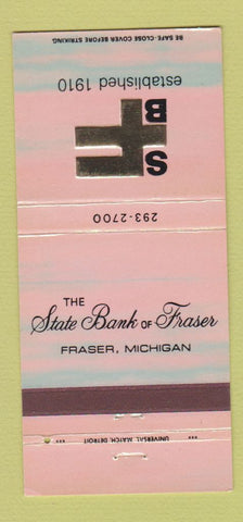 Matchbook Cover - State Bank of Fraser MI 30 Strike