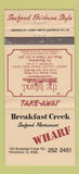 Matchbook Cover - Breakfast Creek Restaurant Newstead Australia 30 Strike