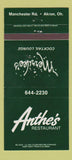 Matchbook Cover - Anthe's Restaurant Akron OH 30 Strike