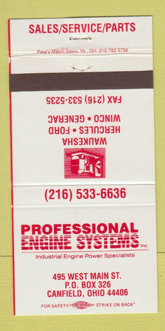 Matchbook Cover - Proffessional Engine Systems Canfield OH 30 Strike