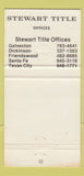Matchbook Cover - Stewart Title Galveston Dickinson TX 30 Strike
