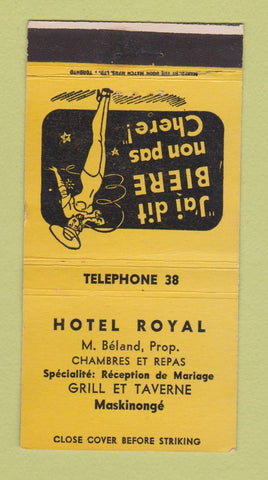 Matchbook Cover - Hotel Royal Maskinonge QC girlie YELLOW 30 Strike