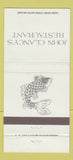Matchbook Cover - John Clancy's Restaurant New York City 30 Strike