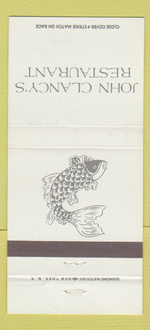 Matchbook Cover - John Clancy's Restaurant New York City 30 Strike