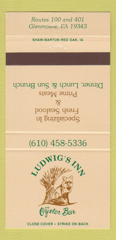 Matchbook Cover - Ludwig's Inn Oyster Bar Glenmoore PA 30 Strike