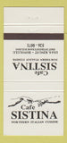 Matchbook Cover - Cafe Sistina Italian Honolulu Hawaii 30 Strike