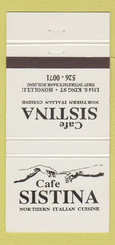 Matchbook Cover - Cafe Sistina Italian Honolulu Hawaii 30 Strike
