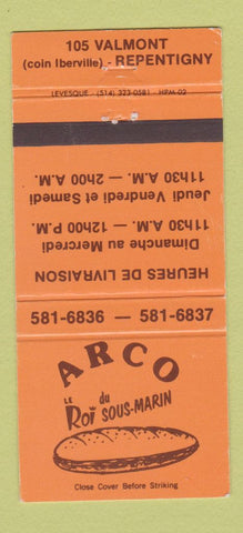 Matchbook Cover - Arco Le Roi Repentigny QC 30 Strike