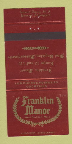Matchbook Cover - Franklin Manor Restaurant West Boylston MA 30 Strike