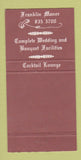 Matchbook Cover - Franklin Manor Restaurant West Boylston MA 30 Strike