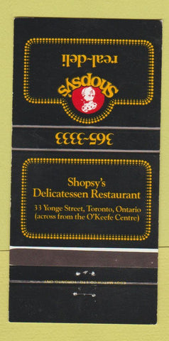 Matchbook Cover - Shopsy's Real Deli Toronto ON 30 Strike