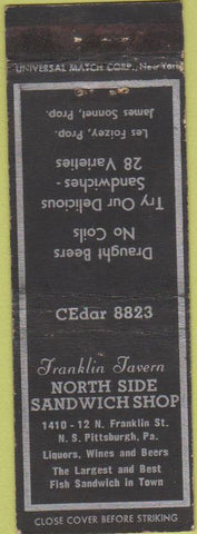Matchbook Cover - North Side Sandwich Shop Pittsburgh PA