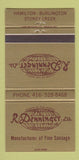 Matchbook Cover Denninger Sausage Hamilton Burlington Stoney Creek ON 30 Strike
