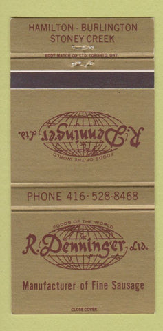 Matchbook Cover Denninger Sausage Hamilton Burlington Stoney Creek ON 30 Strike