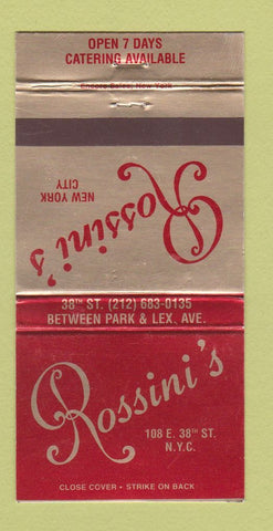 Matchbook Cover - Rossini's New York City restaurant 30 Strike