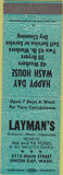 Matchbook Cover - Layman's Union Gap WA grocery laundry turquoise