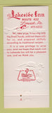 Matchbook Cover - Lakeside Inn Limerick PA 30 Strike