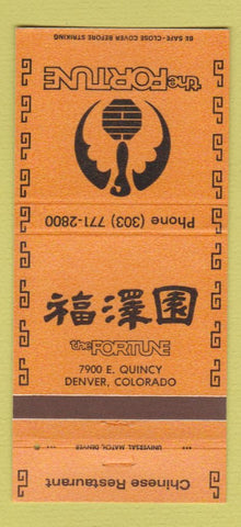 Matchbook Cover - The Fortune Chinese Restaurant Denver Colorado 30 Strike