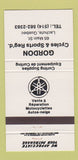 Matchbook Cover - Gordon Motorcycles Lachute QC 30 Strike