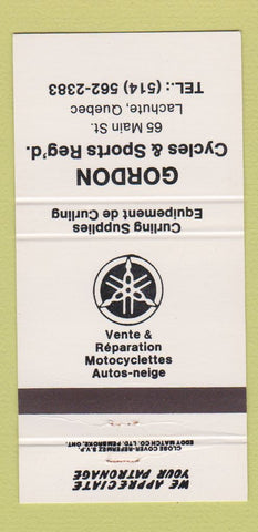 Matchbook Cover - Gordon Motorcycles Lachute QC 30 Strike