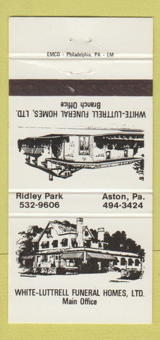 Matchbook Cover - White Lutrell Funeral Homes Aston Ridley Park PA 30 Strike