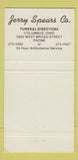 Matchbook Cover - Jerry Spears Funeral Home Columbus OH 30 Strike
