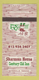 Matchbook Cover - Sherman House Century Old Inn Batesville IN 30 Strike