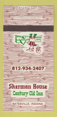 Matchbook Cover - Sherman House Century Old Inn Batesville IN 30 Strike