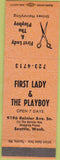 Matchbook Cover - First Lady  and  The Playboy Salon Seattle WA orange