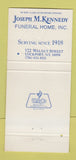 Matchbook Cover - John Kennedy Funeral Home Lockport NY 30 Strike