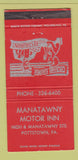 Matchbook Cover - Manatawny Motor Inn Pottstown PA WEAR 30 Strike