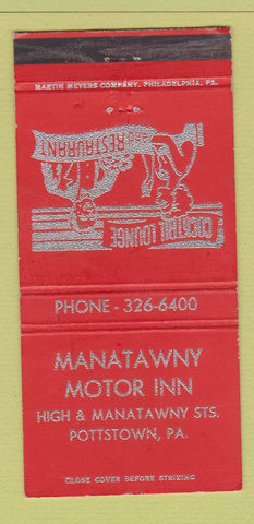 Matchbook Cover - Manatawny Motor Inn Pottstown PA WEAR 30 Strike