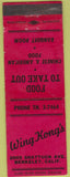 Matchbook Cover - Wing Kong's Berkeley CA Chinese food