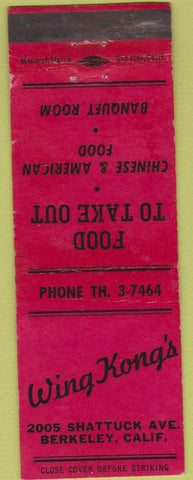 Matchbook Cover - Wing Kong's Berkeley CA Chinese food