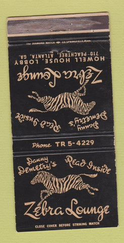 Matchbook Cover - Zebra Lounge Atlanta GA WEAR 30 Strike