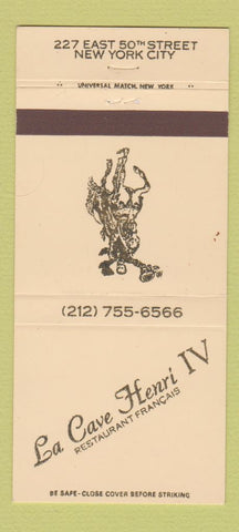Matchbook Cover - La Cave Henri IV French Restaurant New York CIty 30 Strike