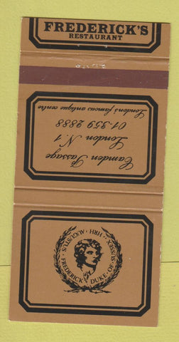 Matchbook Cover - Frederick's Restaurant London UK Augustus Frederick 30 Strike